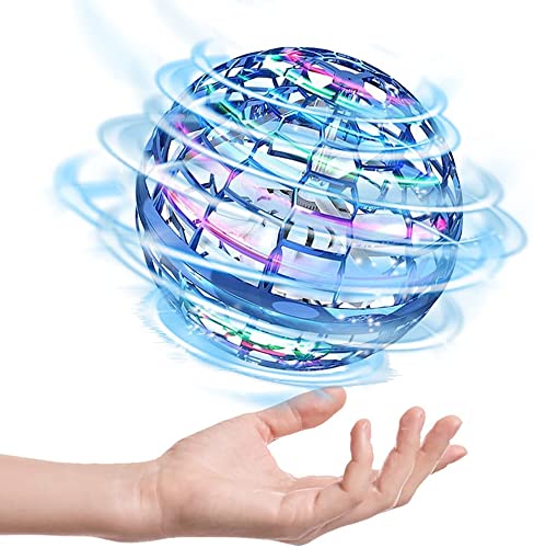 Flying Orb Ball Toy - 2022 Upgraded Hand Controlled Flying Orb Toy, Globe Shape Boomerang Flying Spinner Mini Drone Hover Ball with 360° Rotating RGB Lights for Kids Gift Adults Indoor Outdoor Games