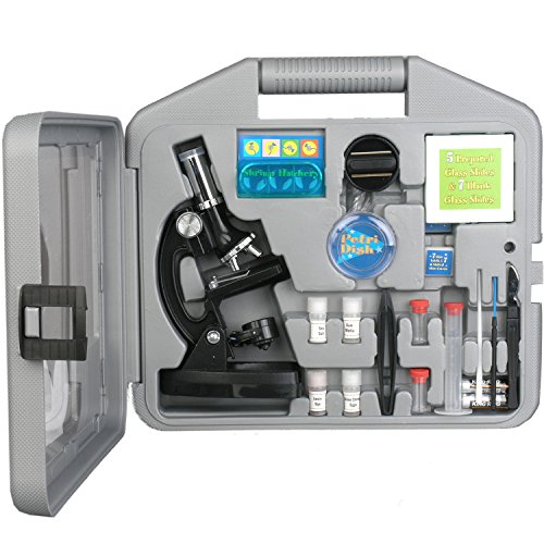 AmScope-Kids M30-ABS-KT2 Starter Microscope Kit, Metal Frame, 120X, 240X, 300X, 480X, 600X, and 1200X Magnifications, 2 Eyepieces and 49 Accessories and Case,  Only $33.59