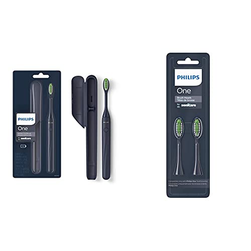 Philips One by Sonicare Battery Toothbrush, Midnight, HY1100/04 + Philips One by Sonicare 2pk Brush Heads, Midnight BH1022/04, List Price is $34.92, Now Only $15.83