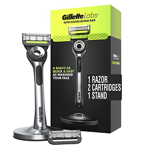 Gillette Mens Razor with Exfoliating Bar by GilletteLabs, Shaving Kit for Men, Includes 1 Handle, 2 Razor Blade Refills, 1 Premium Magnetic Stand, List Price is $24.99, Now Only $14.97