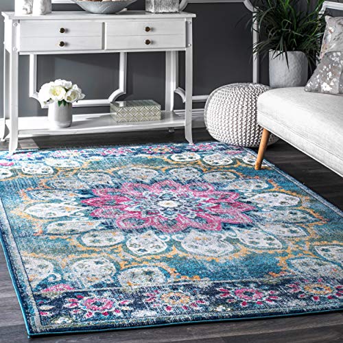 nuLOOM Kiyoko Vintage Floral Area Rug, 8' x 10', Turquoise, List Price is $498, Now Only $130.54, You Save $367.46 (74%)