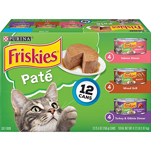 Purina Friskies Pate Wet Cat Food Variety Pack, Salmon, Turkey & Grilled - (2 Packs of 12) 5.5 oz. Cans, List Price is $18.96, Now Only $15.84, You Save $3.12 (16%)