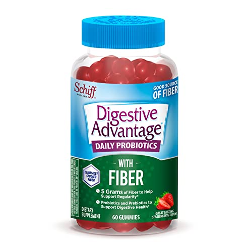 Prebiotic Fiber Gummies + Probiotics for Gut Health, Digestive Advantage - 5g Prebiotic Fiber Plus 1 Billion CFU Probiotic, Supports Digestive Health & Regularity, (60ct Bottle) Strawberry Only $8.40