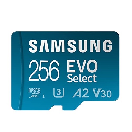 SAMSUNG EVO Select Micro SD-Memory-Card + Adapter, 256GB microSDXC 130MB/s Full HD & 4K UHD, UHS-I, U3, A2, V30,   (MB-ME256KA/AM), Only $14.41