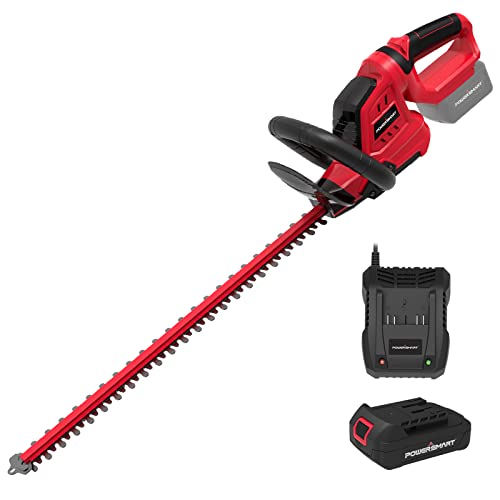 PowerSmart Hedge Trimmer Cordless, 20V Max Battery Operated Hedge Clippers Cordless with 22-Inch Blade, 180° Rotating Handle Battery Powered Shrub Trimmer, Lithium-Ion Battery and Charger Included