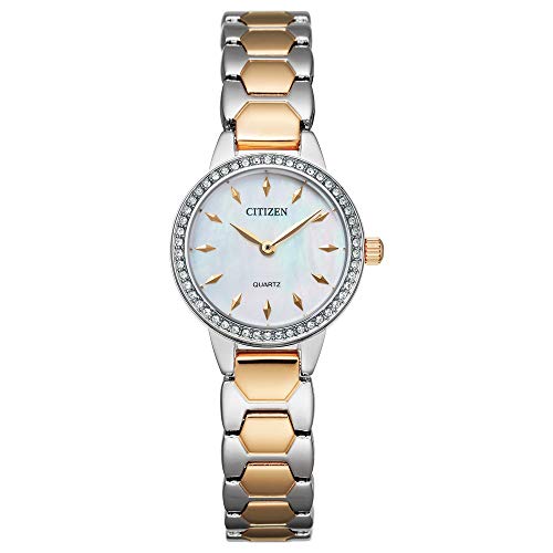 史低價！Citizen 西鐵城EZ7016-50D女士不鏽鋼錶帶石英手錶，原價$139.99，現僅售$87.98，免運費！