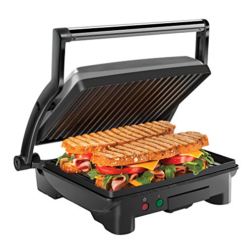 Chefman Panini Press Grill and Gourmet Sandwich Maker Non-Stick Coated Plates, Opens 180 Degrees to Fit Any Type or Size of Food, 4 Slice, List Price is $49.99, Now Only $33.40