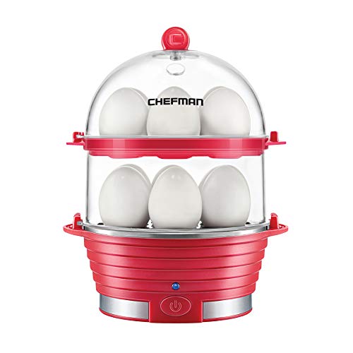 Chefman Electric Egg Cooker Boiler, Rapid Poacher, Food & Vegetable Steamer, Quickly Makes Up To 12, Hard or Soft Boiled, Poaching and Omelet Trays Included, Ready Signal,  $16.31