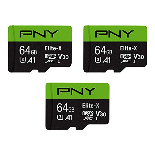 PNY 64GB Elite-X Class 10 U3 V30 microSDXC Flash Memory Card 3-Pack - 100MB/s, Class 10, U3, V30, A1, 4K UHD, Full HD, UHS-I, micro SD, List Price is $27.99, Now Only $18.49