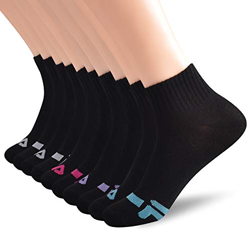 Fila Women's Quarter Ankle Socks, Black, One Size, Now Only $11.17