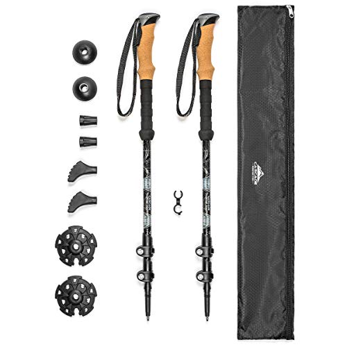 Cascade Mountain Tech Trekking Poles - Aluminum Hiking Walking Sticks with Adjustable Locks Expandable to 54