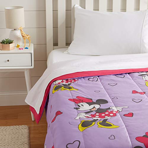 Amazon Basics by Disney Minnie Mouse Purple Love Comforter, Twin, Only $12.39