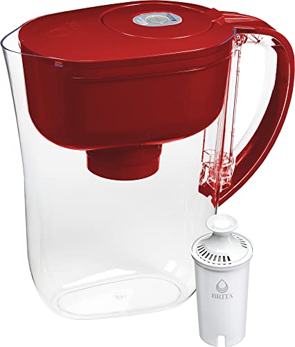 Brita Small 6 Cup Water Filter Pitcher with 1 Brita Standard Filter, Made Without BPA, Metro, Red, Now Only $19.12