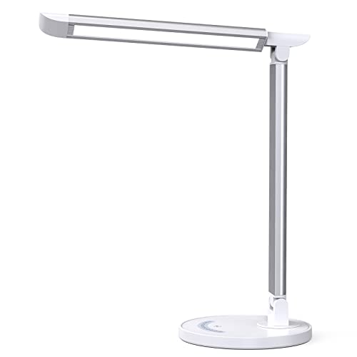 LED Desk Lamp, soysout Eye-Caring Table Lamp with USB Charging Port, 5 Lighting Modes with 7 Brightness Levels, Touch Control, 12W (White), Now Only $9.99