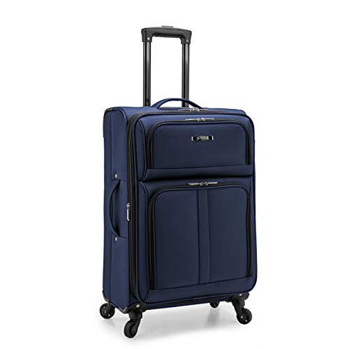 U.S. Traveler Anzio Softside Expandable Spinner Luggage, Navy, Checked-Medium 26-Inch, List Price is $114.99, Now Only $52.54, You Save $62.45 (54%)