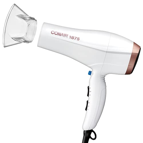 Conair 1875 Watt Double Ceramic Hair Dryer with Ionic Conditioning, White/Rose Gold, 1 Count (Pack of 1), List Price is $34.99, Now Only $17.99