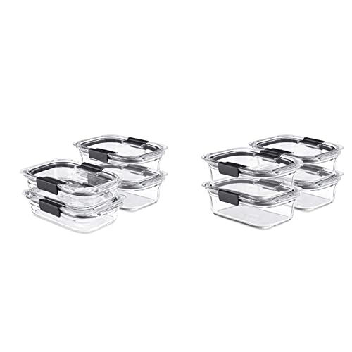 Rubbermaid Brilliance Glass Storage Set of 4 Food Containers, Clear & Brilliance Glass Storage 3.2-Cup Food Containers with Lids, 4-Pack (8 Pieces Total), BPA Free and Leak Proof, Only $29.01