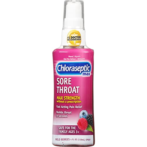 Chloraseptic Max Strength Sore Throat Spray, Wild Berries Flavor, 4.0 fl oz, List Price is $12, Now Only $6.74