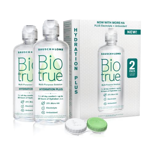 Biotrue Hydration Plus Contact Lens Solution, Multi-Purpose Solution for Soft Contact Lenses, Lens Case Included, 10 Fl Oz (Pack of 2), Now Only $8.10
