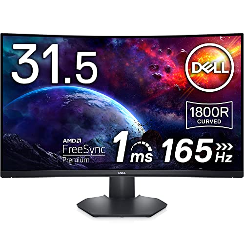 Dell S3222HG 32-inch 165Hz Curved Gaming Monitor - Full HD (1920 x 1080) Display, 1800R Curvature, AMD FreeSync, 4ms Grey-to-Grey Response Time (Super Fast Mode), Black, Only $266.99