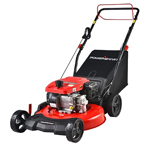 PowerSmart Lawn Mower Gas Powered with Bag, 21 Inch Self Propelled Gas Lawn Mower with 209CC 4-Stroke Engine, 3 in 1 Gas Lawnmower with 5 Adjustable Cutting Heights (1.18''-3.0'' )