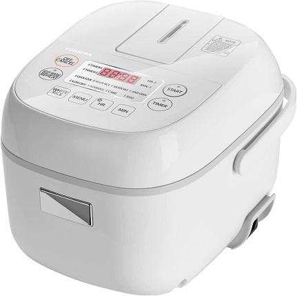 Toshiba Digital Programmable Rice Cooker, Steamer & Warmer, 3 Cups Uncooked Rice with Fuzzy Logic and One-Touch Cooking, 24 Hour Delay Timer and Auto Keep Warm Feature,  Only $67.09