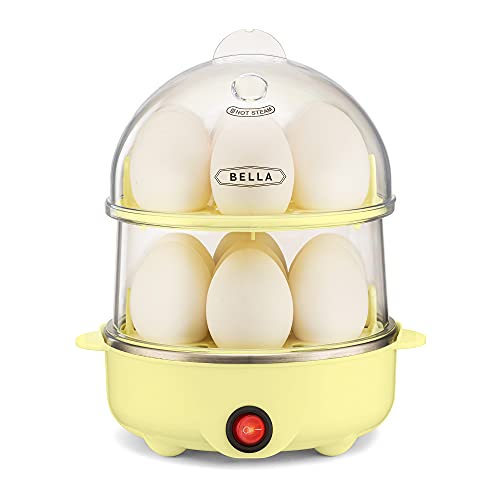 BELLA Double Tier Egg Cooker, Rapid Boiler & Poacher, Meal Prep Essential, Family Sized Meals: Make Up To 14 Large Boiled Eggs, Dishwasher Safe Parts, Poaching Tray Included, Yellow,  Only $14.54