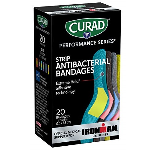 Curad - CURIM5020 Performance Series Ironman Antibacterial Bandages, Extreme Hold Adhesive Technology, 1 x 3.25 inch Fabric Bandages, 20 Count, List Price is $4.72, Now Only $2.97