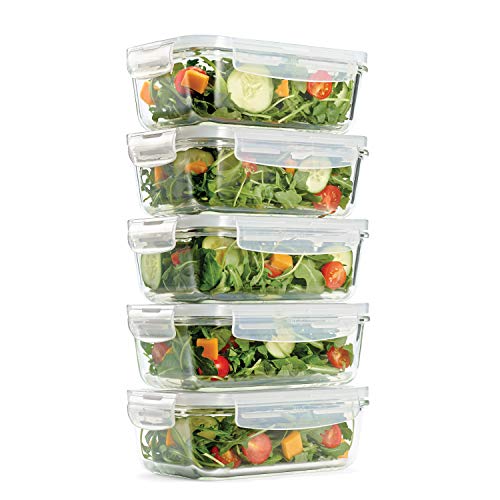 Fit & Fresh Glass Containers, Set of 5 Containers with Locking Lids, Meal Prep, 5 Pack, Glass Storage Containers with Airtight Seal, 28 oz., List Price is $34.99, Now Only $23.56