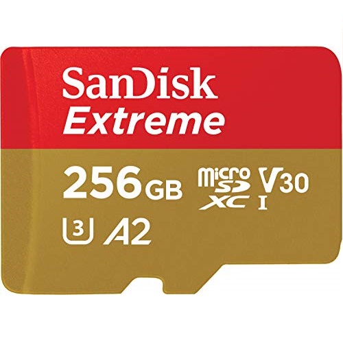 SanDisk 256GB Extreme microSDXC UHS-I Memory Card with Adapter - C10, U3, V30, 4K, 5K, A2, Micro SD Card - SDSQXAV-256G-GN6MA, List Price is $47.99, Now Only $17.99