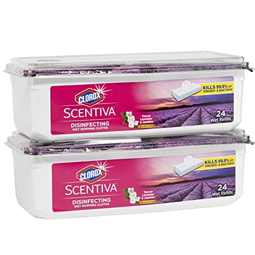 Clorox Scentiva Disinfecting Wet Mop Pad, Tuscan Lavender&Jasmine, 24 Ct, 2 Pack (Package May Vary), List Price is $17.78, Now Only $7.48, You Save $10.30 (58%)