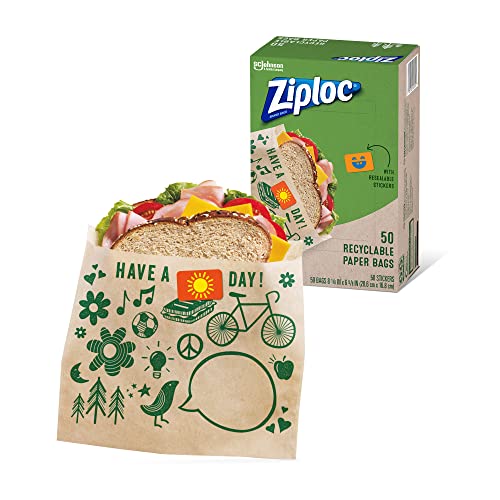 Ziploc Paper Sandwich & Snack Bags, Recyclable & Sealable with Fun Designs, 50 Count, List Price is $5.26, Now Only $2.65