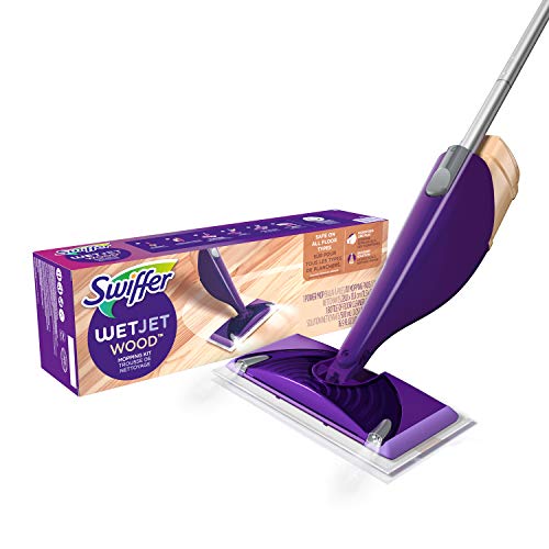 Swiffer WetJet Hardwood Floor Cleaner & Mopping Starter Kit, Includes: 1 Mop, 10 Pads, Cleaning Solution, Batteries,  Only $21.57
