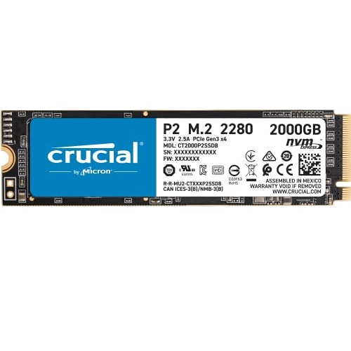 Crucial P2 2TB 3D NAND NVMe PCIe M.2 SSD Up to 2400MB/s - CT2000P2SSD8, List Price is $164.99, Now Only $139.99, You Save $25.00 (15%)