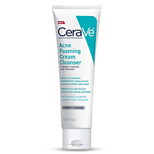 CeraVe Acne Foaming Cream Cleanser | Acne Treatment Face Wash with 4% Benzoyl Peroxide, Hyaluronic Acid, and Niacinamide | Cream to Foam Formula | 5 Oz, List Price is $13.99, Now Only $11.33