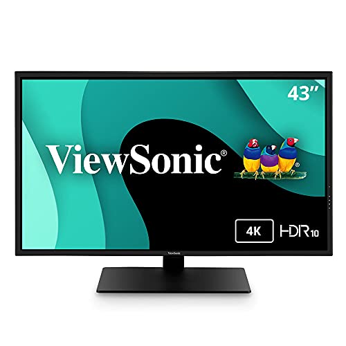 ViewSonic VX4381-4K 43 Inch Ultra HD MVA 4K Monitor Widescreen with HDR10 Support, Eye Care, HDMI, USB, DisplayPort for Home and Office, List Price is $599.99, Now Only $499.99