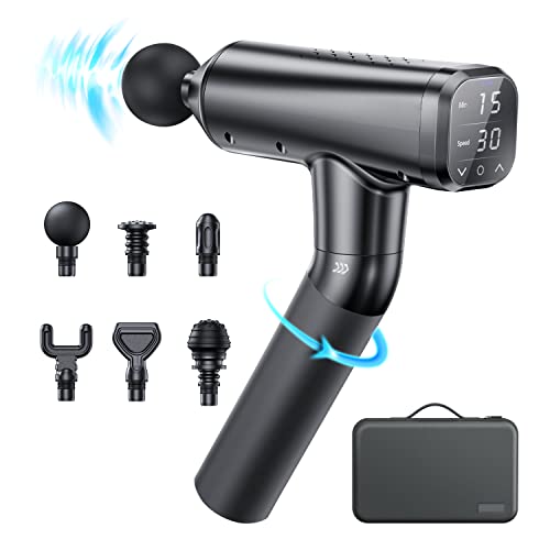 Massage Gun Deep Tissue - Percussion Muscle Massager Gun - 14MM Amplitude, 45lbs Stall Force, Portable 180° Handheld Message Gun with 180 Massage Therapy for Neck, Back, Body Pain Relief(Black)