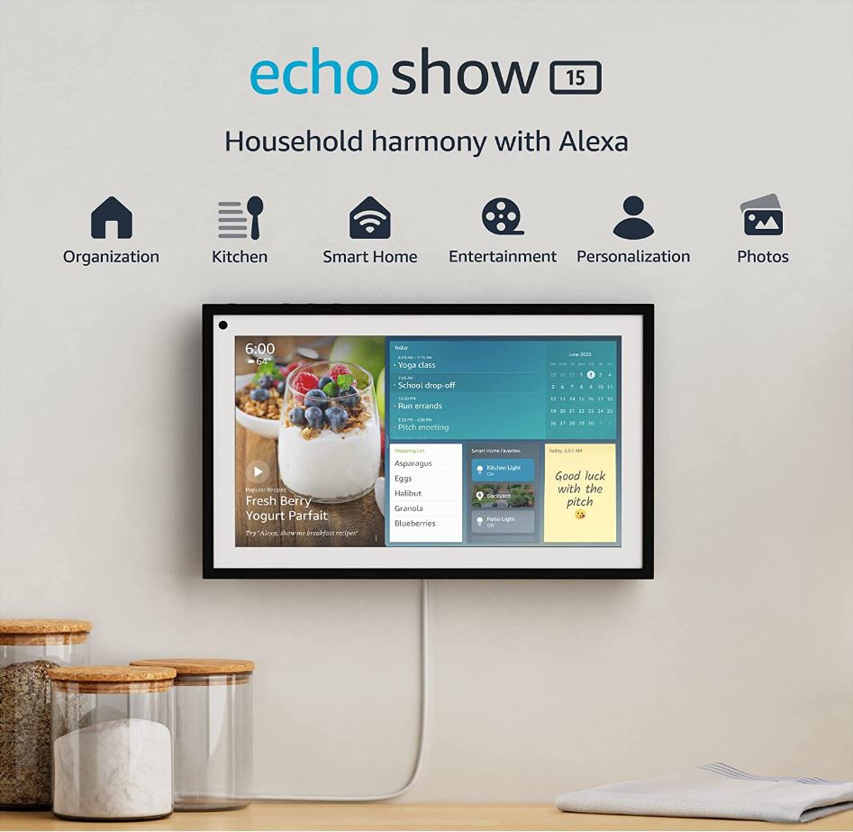 史低价！Echo Show 15 墙挂式智能家庭显示器，原价$249.99，现仅售$189.99 （24% off）