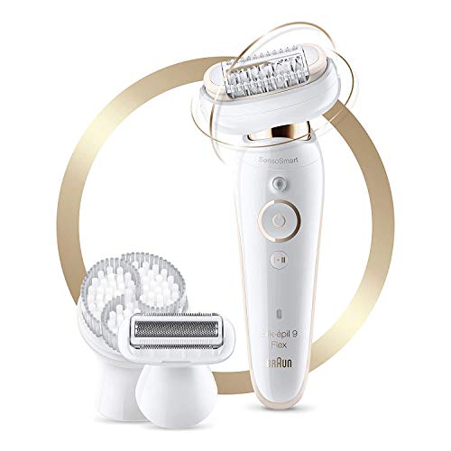 Braun Epilator Silk-épil 9 9-030 with Flexible Head, Facial Hair Removal for Women and Men, Shaver & Trimmer, Cordless, Rechargeable, Wet & Dry, Beauty Kit with Body Massage Pad