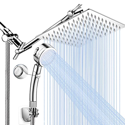 Shower Head with Extension Arm 9 Setting Handheld Shower Heads Rain Shower Head with Handheld Spray $67.13