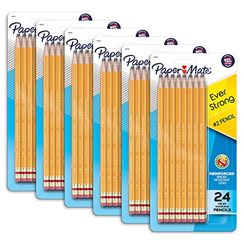 返校日好价！Paper Mate EverStrong #2 铅笔，加强型不易断，6 包共144 支，现仅售$15.69 （66% off）