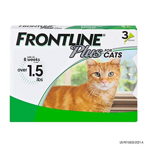 FRONTLINE Plus for Cats and Kittens (1.5 pounds and over) Flea and Tick Treatment, 3 Doses， only $15.56