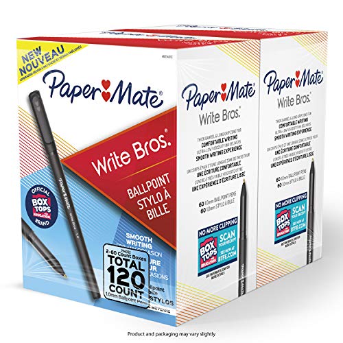 Paper Mate Ballpoint Pens, Write Bros. Black Ink Pen, Medium Point, 120 Count