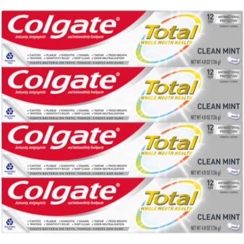 Colgate Total Toothpaste with Whitening, Clean Mint, 4.8 Ounce (Pack of 4), List Price is $16.98, Now Only $10.74
