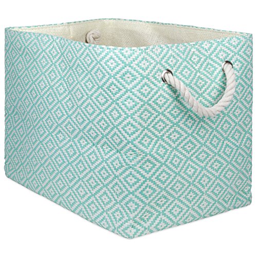 DII Woven Paper Storage Basket/Bin Collapsible & Convenient Home Organization Solution Medium Rectangle (15x10x12) Aqua, List Price is $11.99, Now Only $6.15, You Save $5.84 (49%)