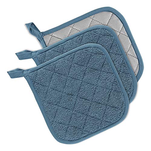 DII Basic Terry Collection Quilted 100% Cotton, Potholder, Storm Blue, 3 Piece, List Price is $9.99, Now Only $5.03, You Save $4.96 (50%)