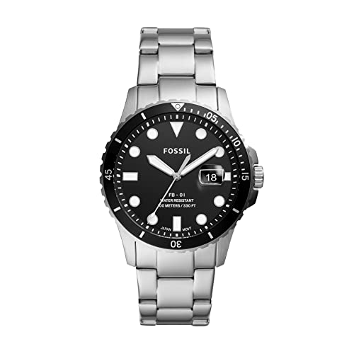 Fossil Men's FB-01 Quartz Stainless Steel Three-Hand Date Watch, Color: Silver/Black (Model: FS5652), List Price is $130.00 , Now Only $52.00 , You Save $78.00 (60%)