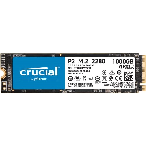 Crucial英睿达P2 NVMe PCIe M.2 固态硬盘，1TB，原价$84.99，现仅售$73.77，免运费！