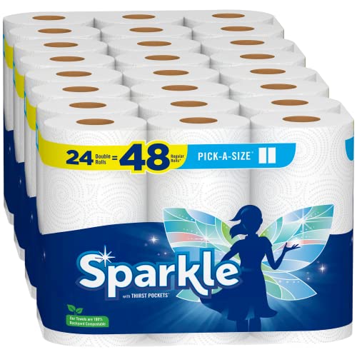 Sparkle超大卷Pick-a-Size厨房用纸，24卷（相当于普通48卷），现仅售$23.72 ，免运费