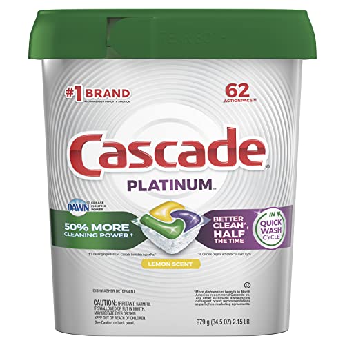 仅限部分用户！！Cascade Platinum 清香型洗碗机用洗涤球，62个装，原价$20.99，现点击coupon后仅售$10.97，免运费。